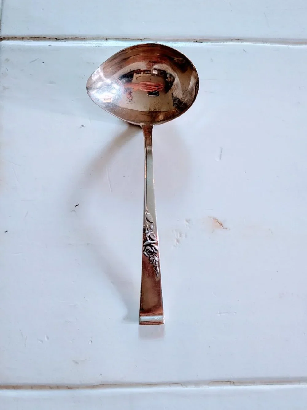 VTG Reed & Barton Classic Rose Sterling Silve Serving Spoon Gravy Ladle 6 1/2